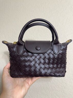Woven Mini Crossbody Bag in Dark Brown